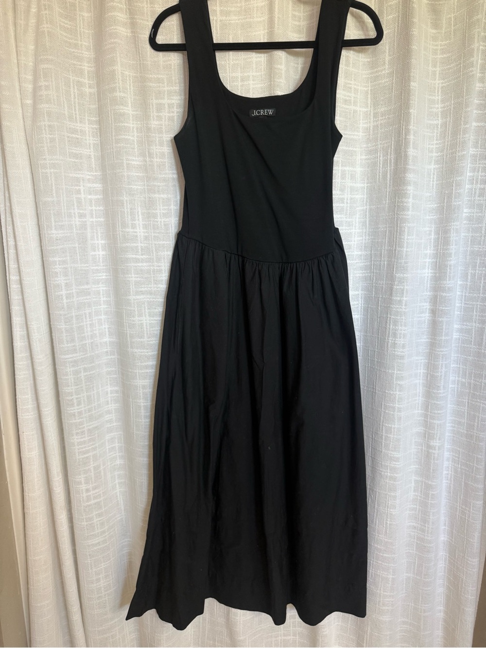 J. Crew Black Scoop Neck Sleeveless Midi Dress